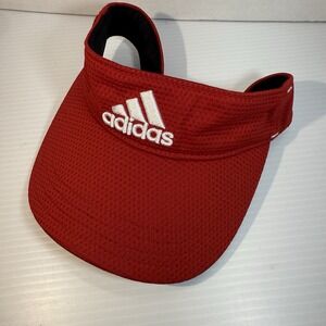 Adidas Golf Strapback Sun Visor Cap Red One Size Adjustable Embroidered Logo